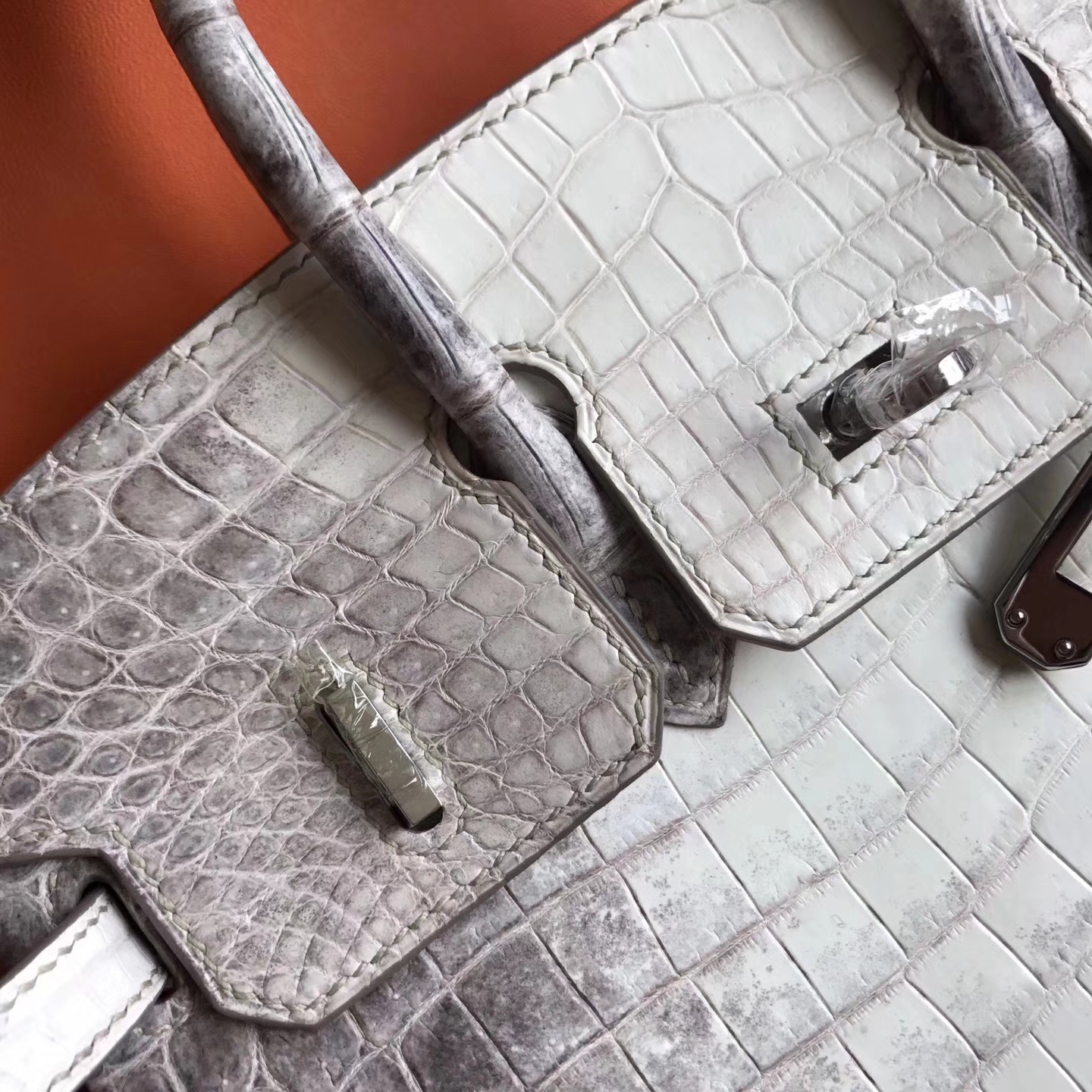 Hot Sale Hermes Himalaya Crocodile Leather Birkin Bag25cm Silver Hardware