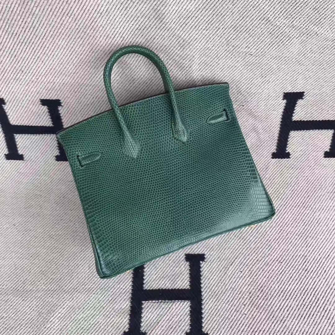 Wholesale Hermes Lizard Leather Birkin Bag25cm in CK67 Vert Fonce