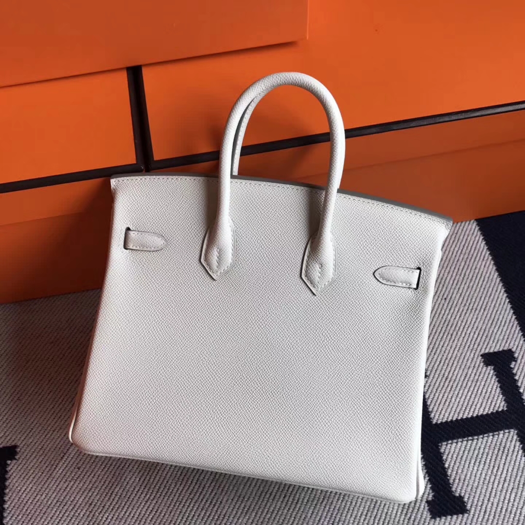 Noble Hermes CK10 Craie White Epsom Calfskin Birkin Bag25CM Gold Hardware