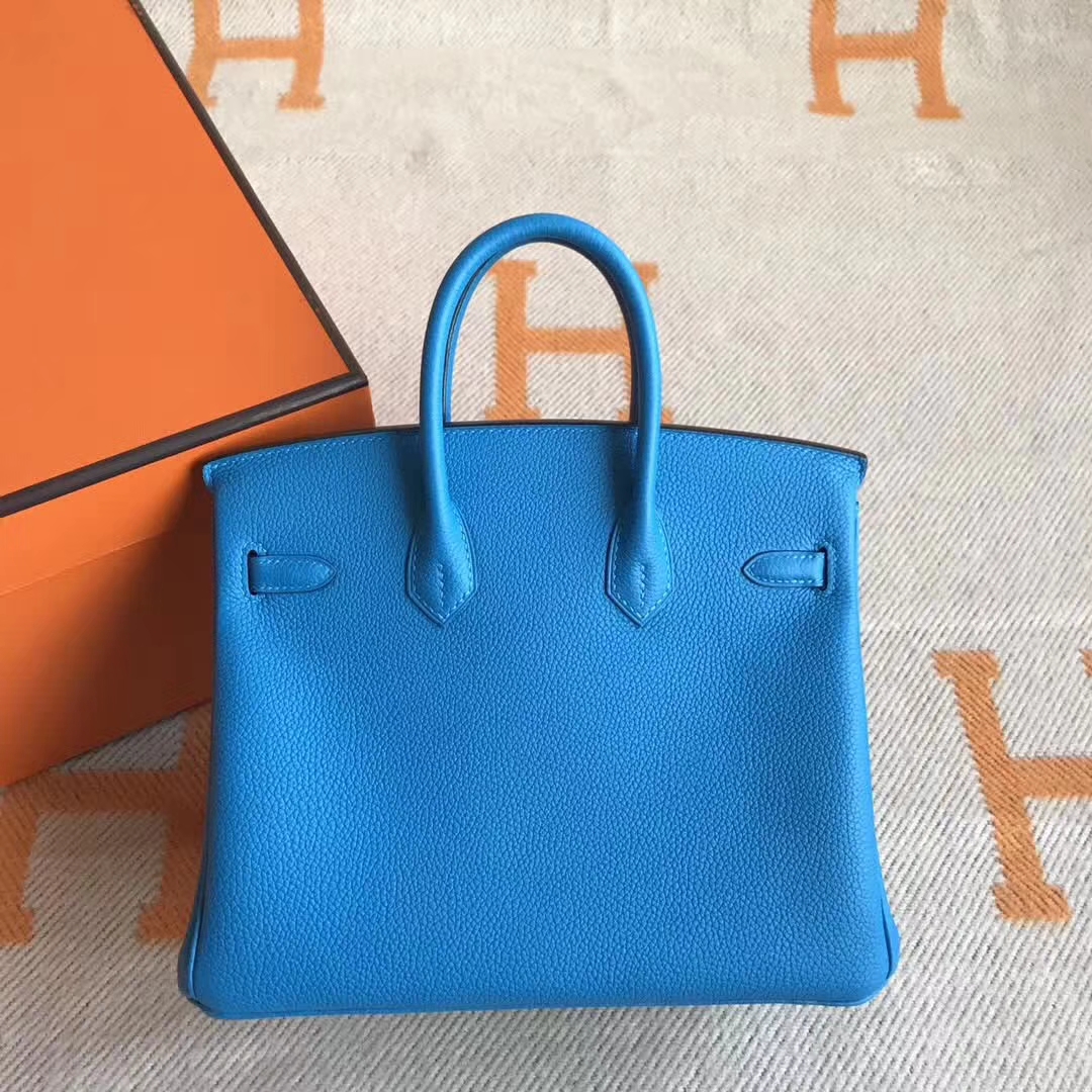 On Sale Hermes Togo Calfskin Birkin Bag25CM in B3 Blue Zanzibar Gold Hardware