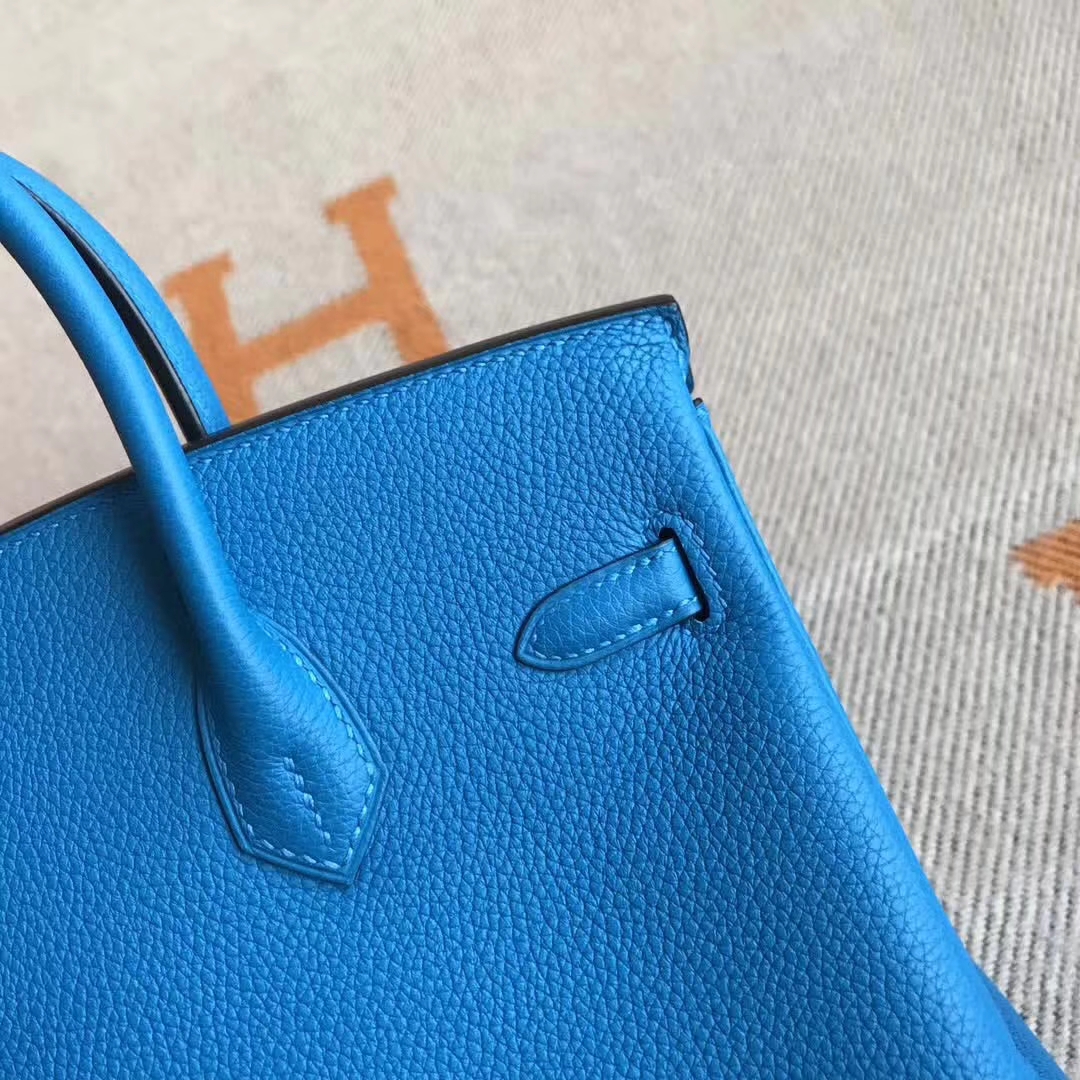 On Sale Hermes Togo Calfskin Birkin Bag25CM in B3 Blue Zanzibar Gold Hardware