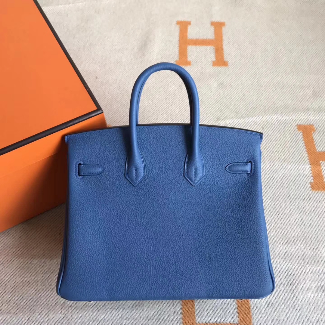 New Arrival Hermes Togo Calfskin Birkin25CM Bag in 2R Blue Agate Gold Hardware