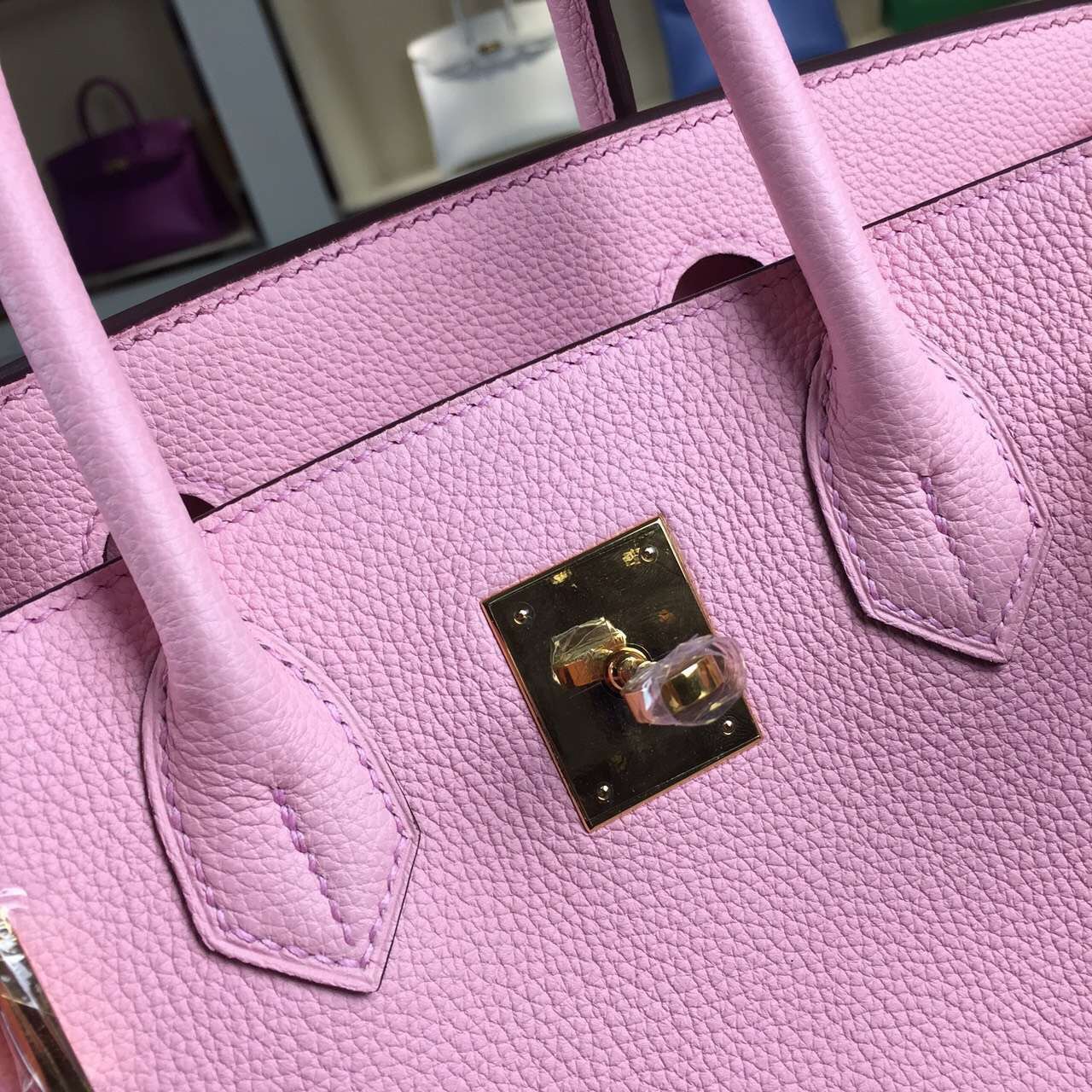 2015 New Pretty Hermes 3Q Rose Sakura France Togo Leather Birkin Bag 30CM