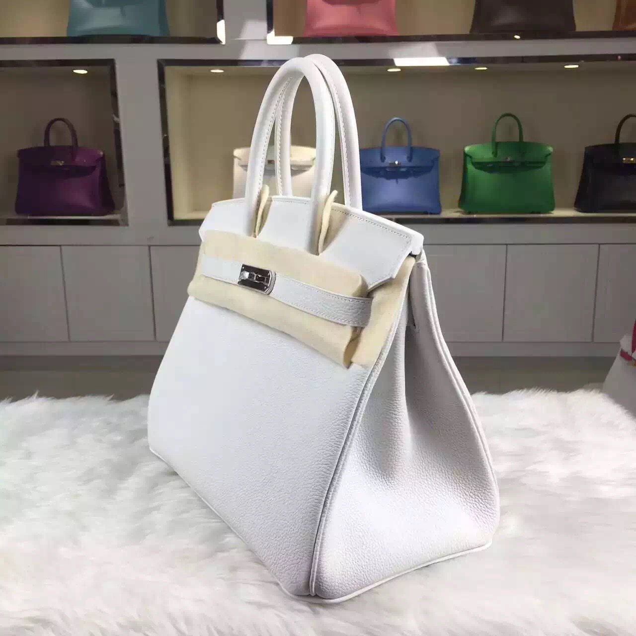 Hermes Birkin 30CM 01 White France Togo Leather Elegant Ladies&#8217; Tote Bag