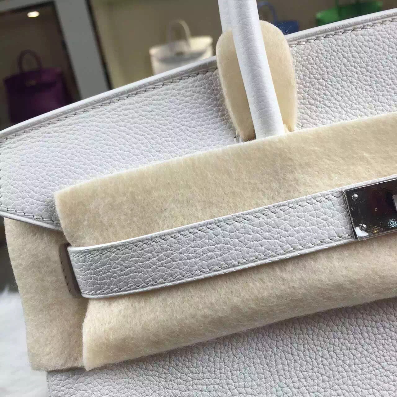 Hermes Birkin 30CM 01 White France Togo Leather Elegant Ladies&#8217; Tote Bag