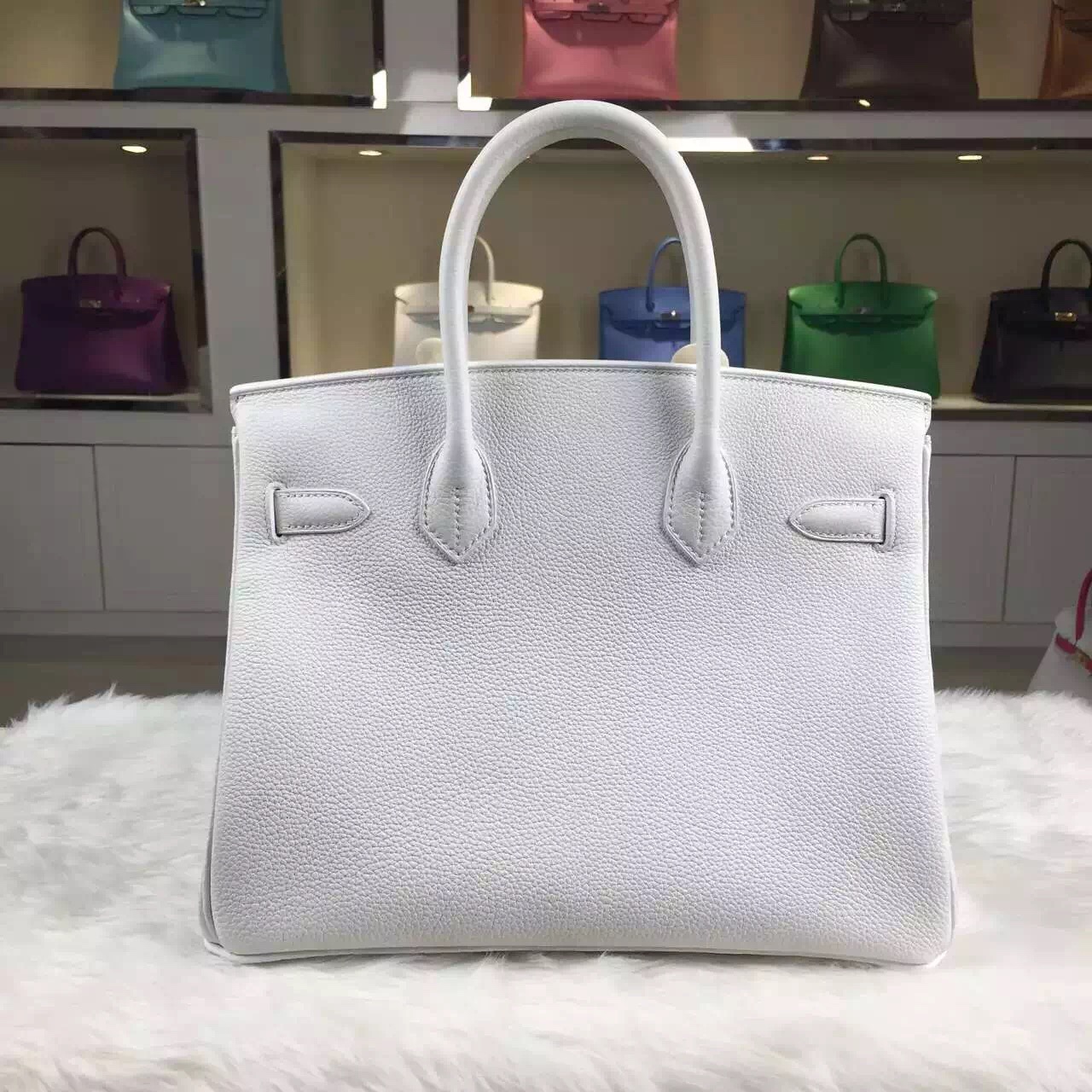 Hermes Birkin 30CM 01 White France Togo Leather Elegant Ladies&#8217; Tote Bag