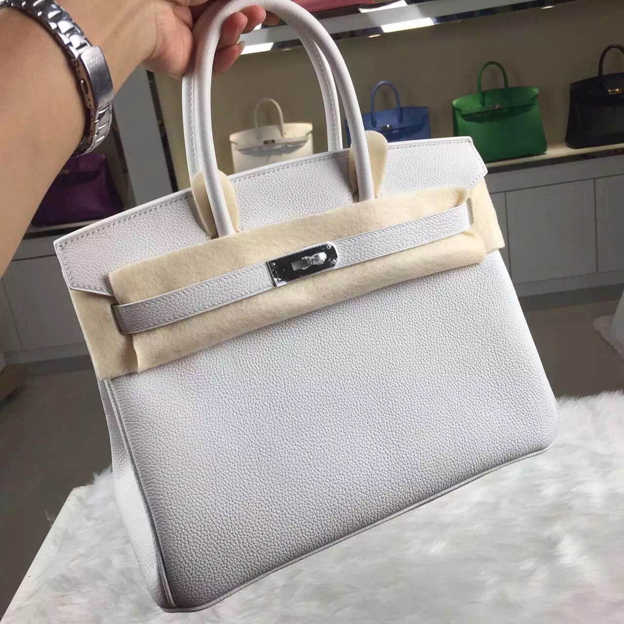 Hermes Birkin 30CM 01 White France Togo Leather Elegant Ladies’ Tote Bag