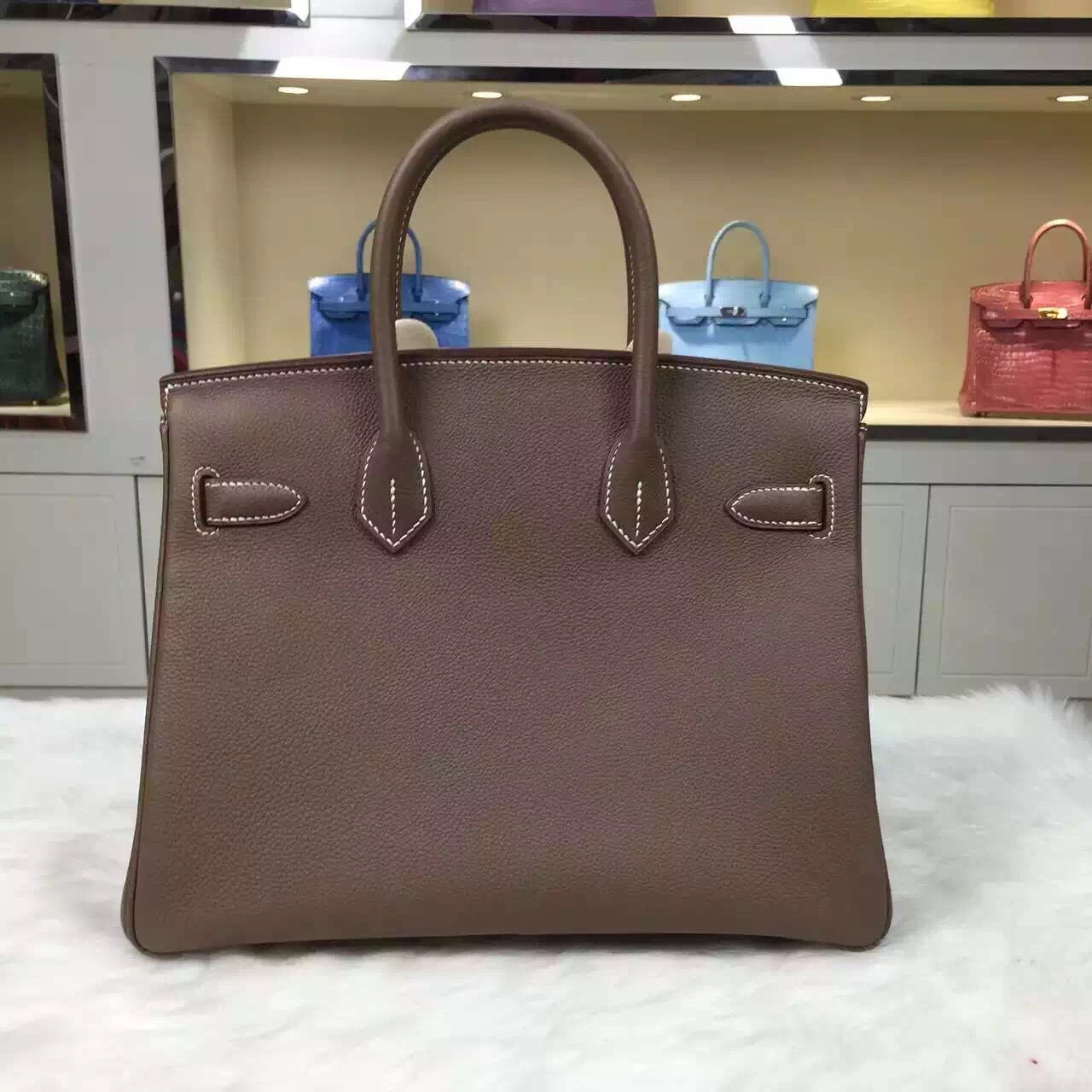 Hot Sale Hermes C8 Etoupe Grey Original Togo Leather Birkin Bag 30CM