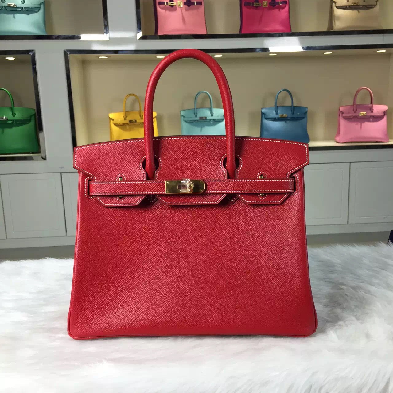 Wholesale Hermes Birkin 30CM Multi-color Original Epsom Leather Ladies&#8217; Tote Bag