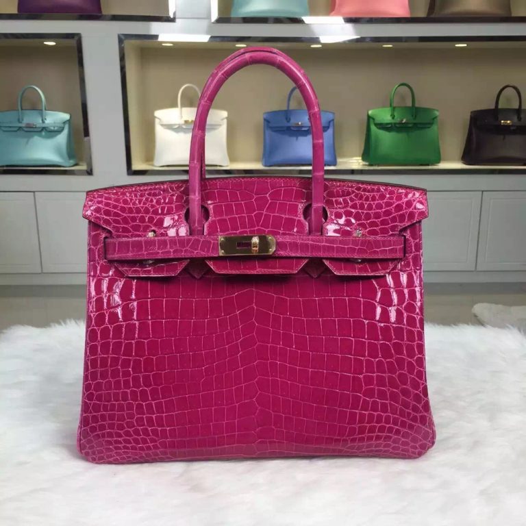 Hermes Nicotious Crocodile Skin Birkin Bag  30CM in 5J Pink