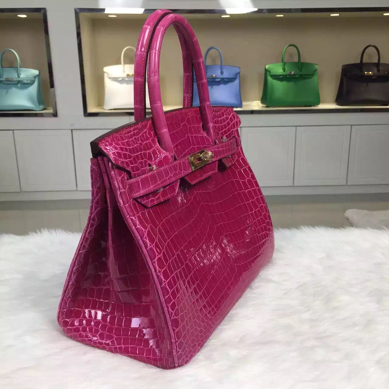 Hermes Nicotious Crocodile Skin Birkin Bag 30CM in 5J Pink