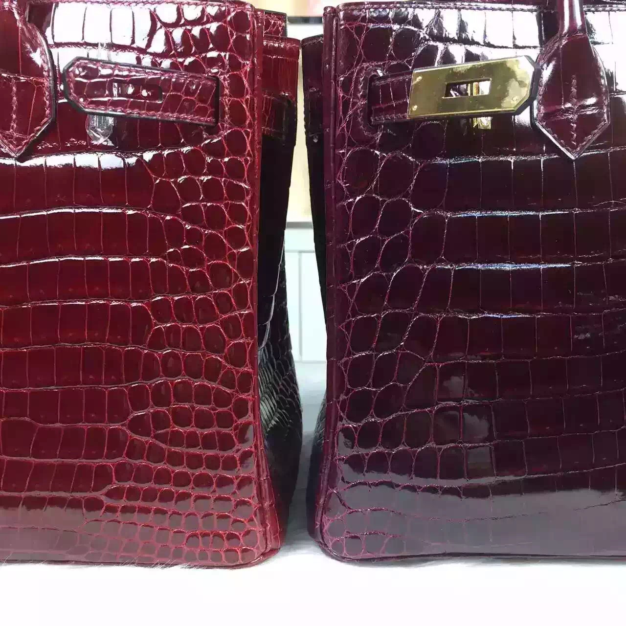 Discount Hermes Wine Red Original Porosus Crocodile Skin Birkin Bag 30cm