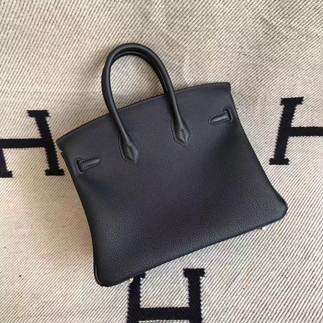 Fashion Hermes Togo Calfskin Birkin25CM Tote Bag in CK89 Black Gold Hardware