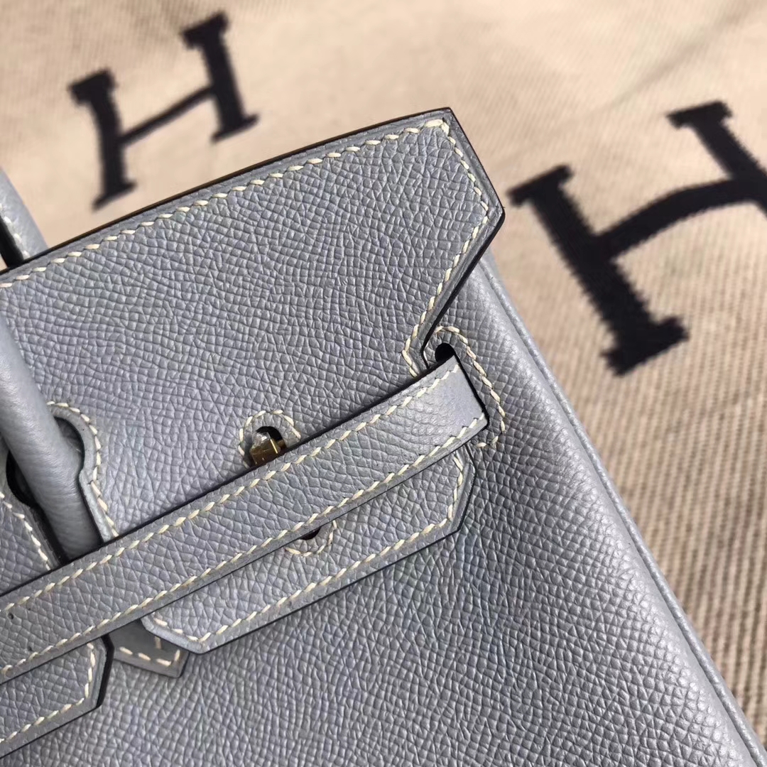Fashion Hermes J7 Blue Lin Epsom Calfskin Leather Birkin25CM Tote Bag