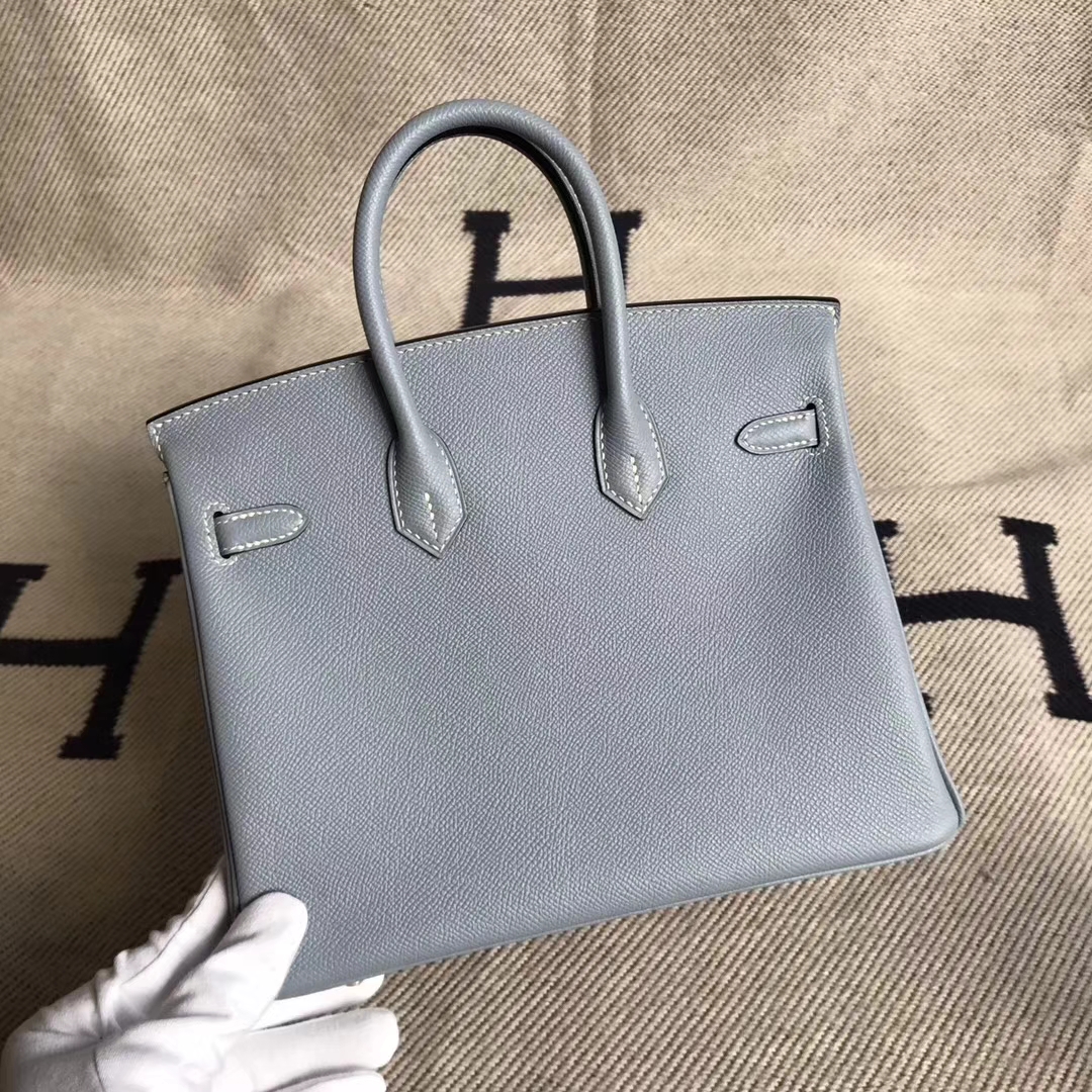 Fashion Hermes J7 Blue Lin Epsom Calfskin Leather Birkin25CM Tote Bag
