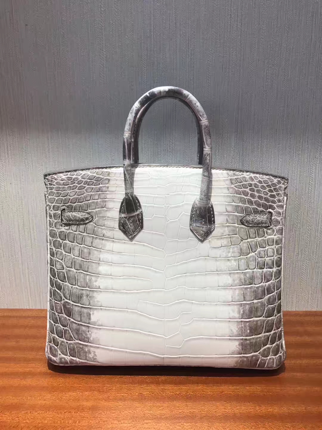 Hot Sale Hermes Himalaya Color Crocodile Leather Birkin Bag25CM Silver Hardware