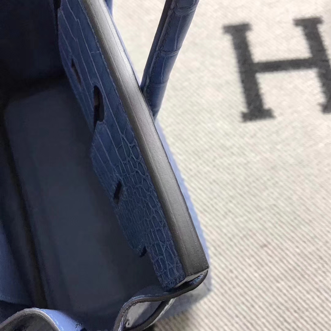 New Arrival Hermes Blue Jean Alligator Crocodile Leather Birkin25CM Bag