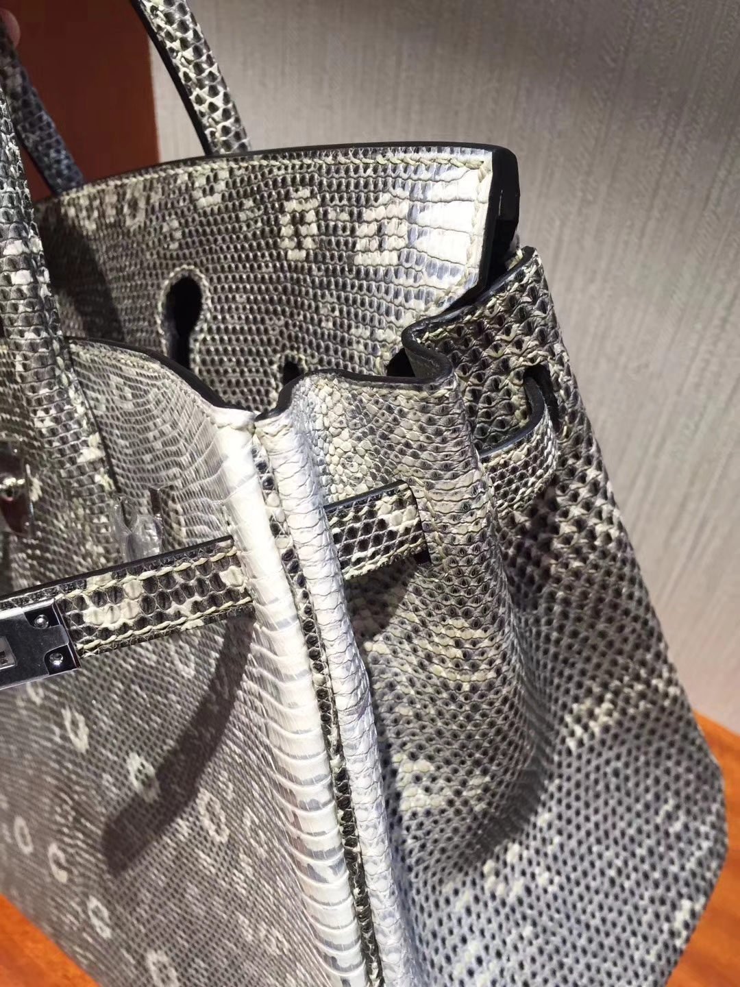 Discount Hermes 01 Original Color Lizard Skin Birkin Bag25CM Silver Hardware