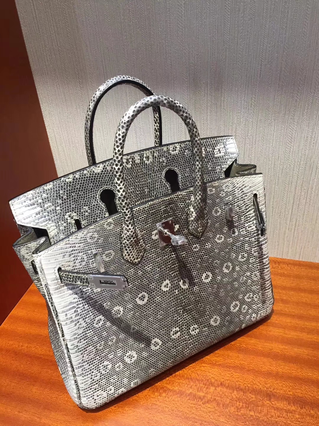 Discount Hermes 01 Original Color Lizard Skin Birkin Bag25CM Silver Hardware