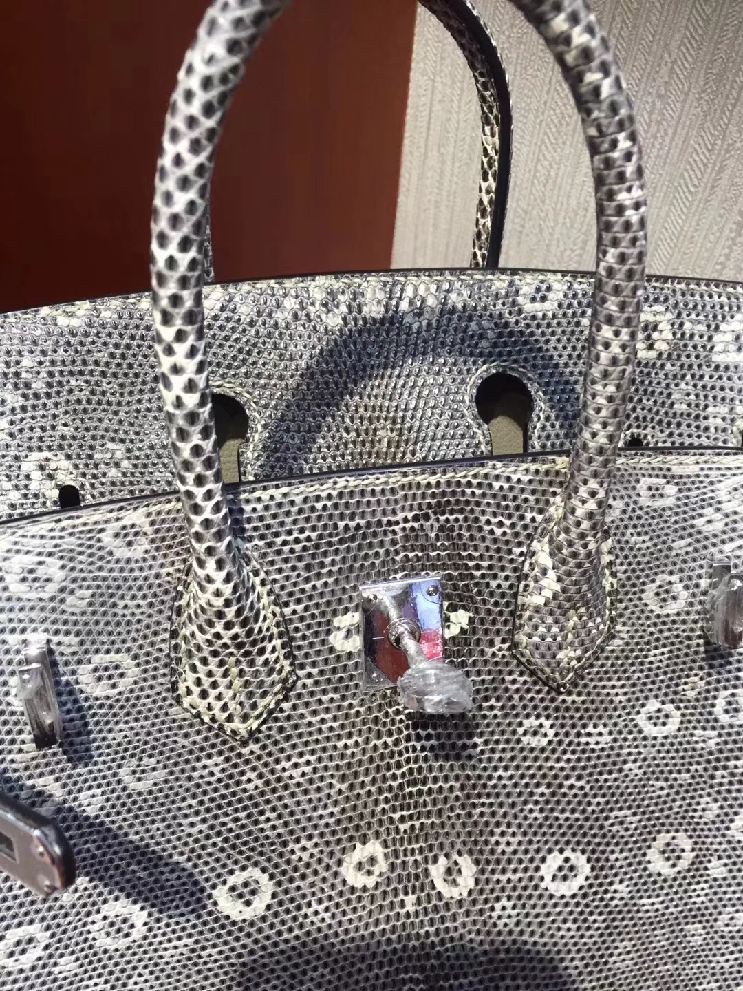 Discount Hermes 01 Original Color Lizard Skin Birkin Bag25CM Silver Hardware
