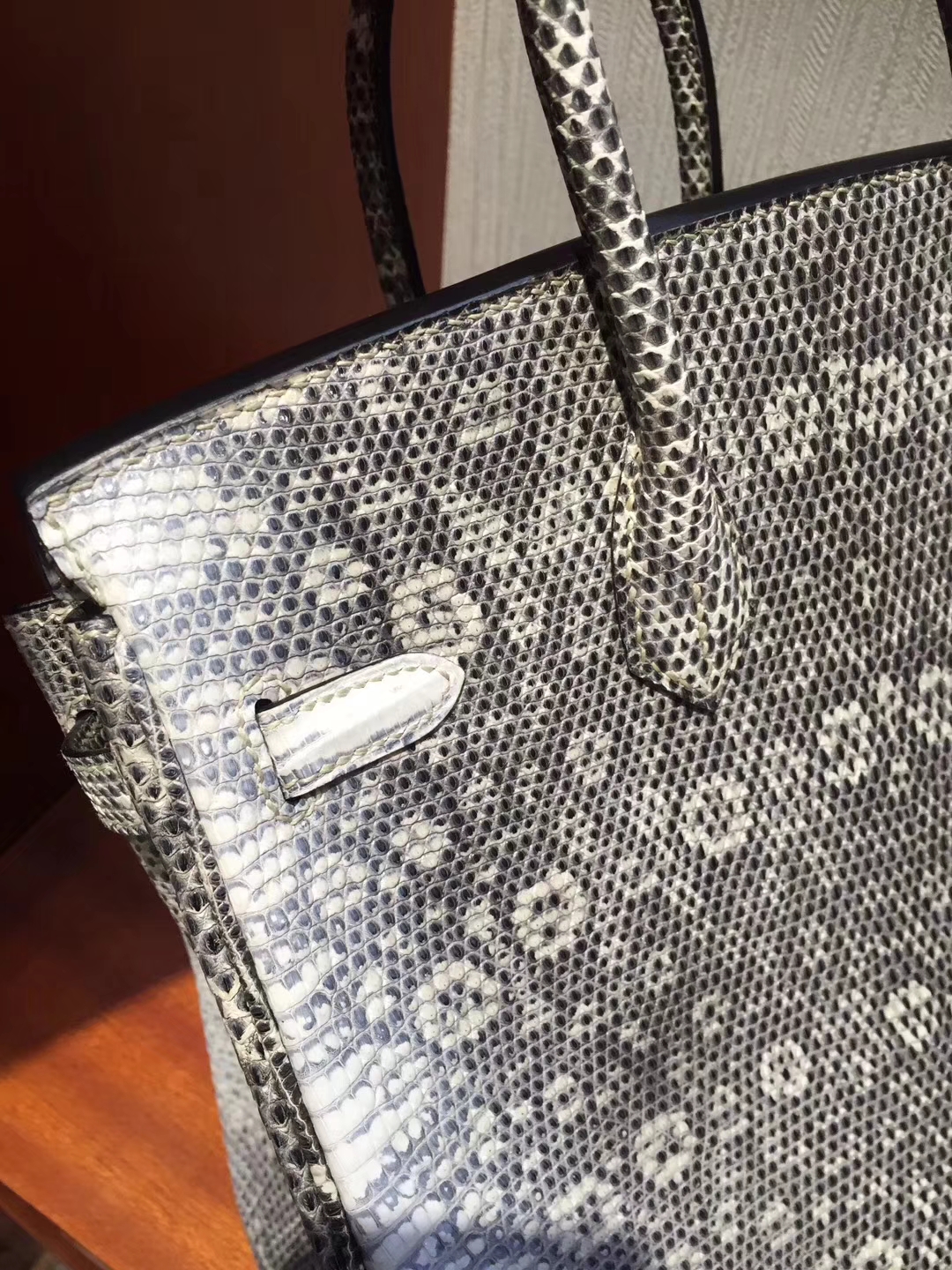 Discount Hermes 01 Original Color Lizard Skin Birkin Bag25CM Silver Hardware