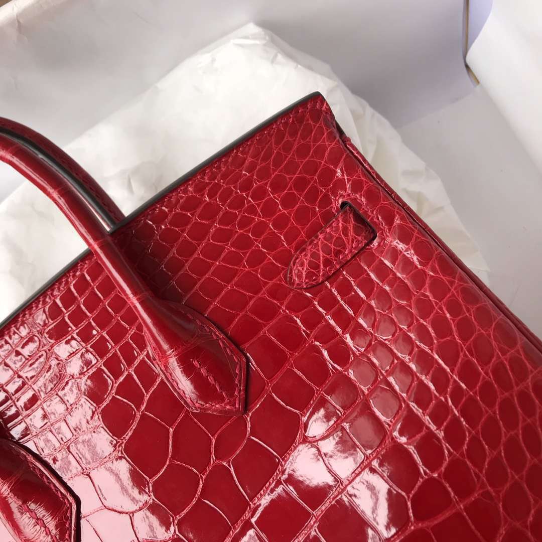 Discount Hermes CK95 Braise Alligator Shiny Crocodile Birkin25CM Bag Gold Hardware