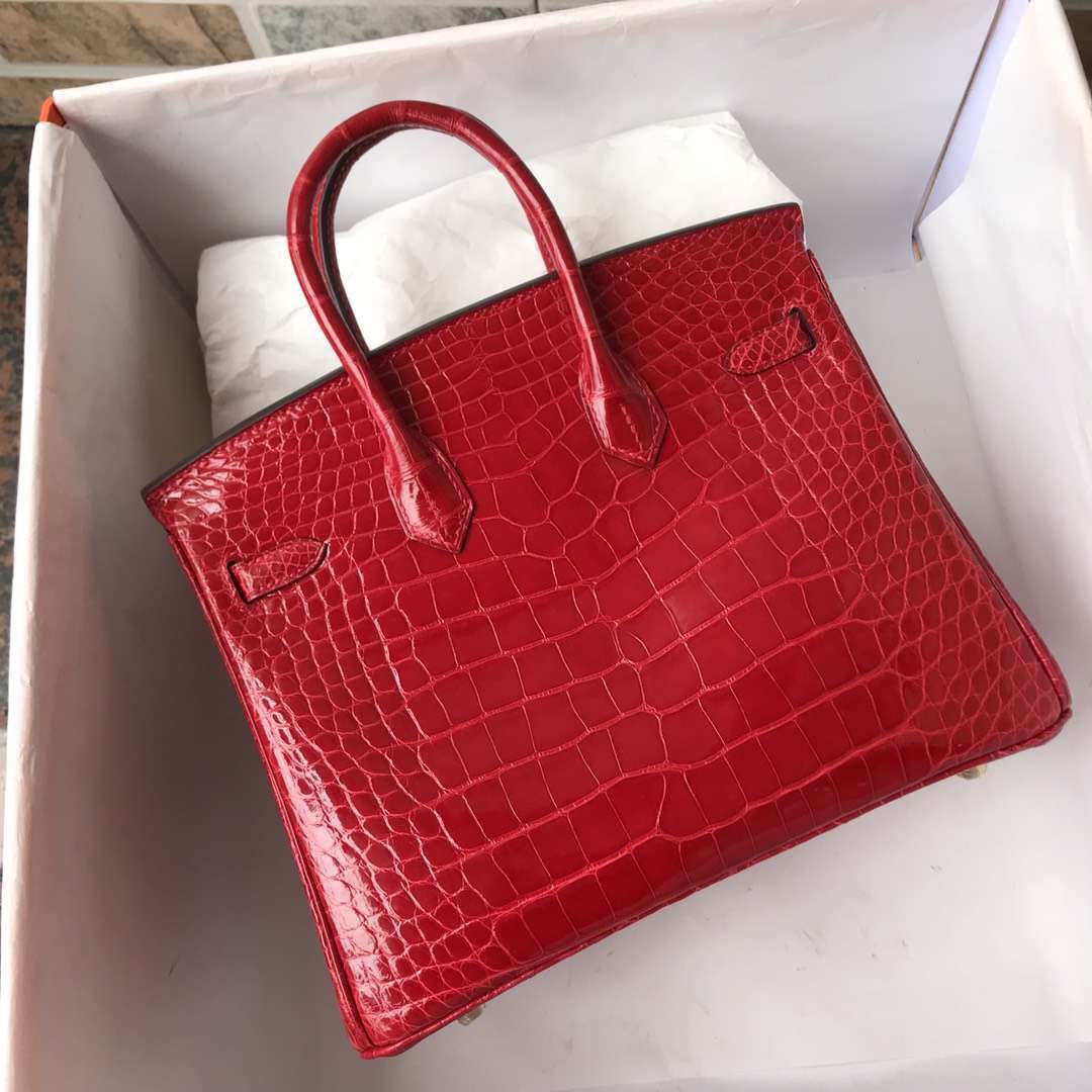 Discount Hermes CK95 Braise Alligator Shiny Crocodile Birkin25CM Bag Gold Hardware