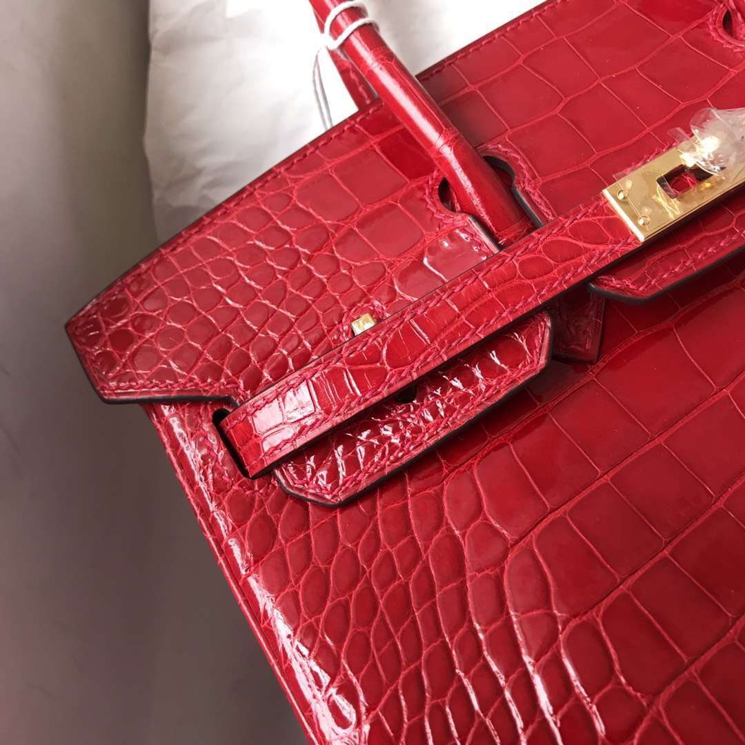 Discount Hermes CK95 Braise Alligator Shiny Crocodile Birkin25CM Bag Gold Hardware
