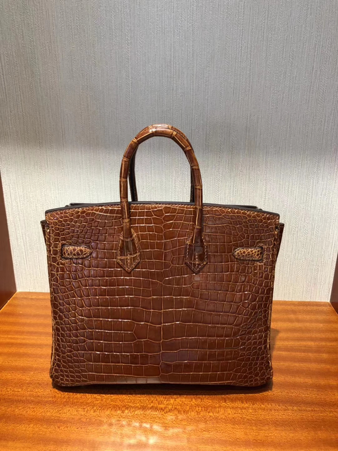 Noble Hermes CK31 Honey Brown Shiny Crocodile Leather Birkin25CM Bag