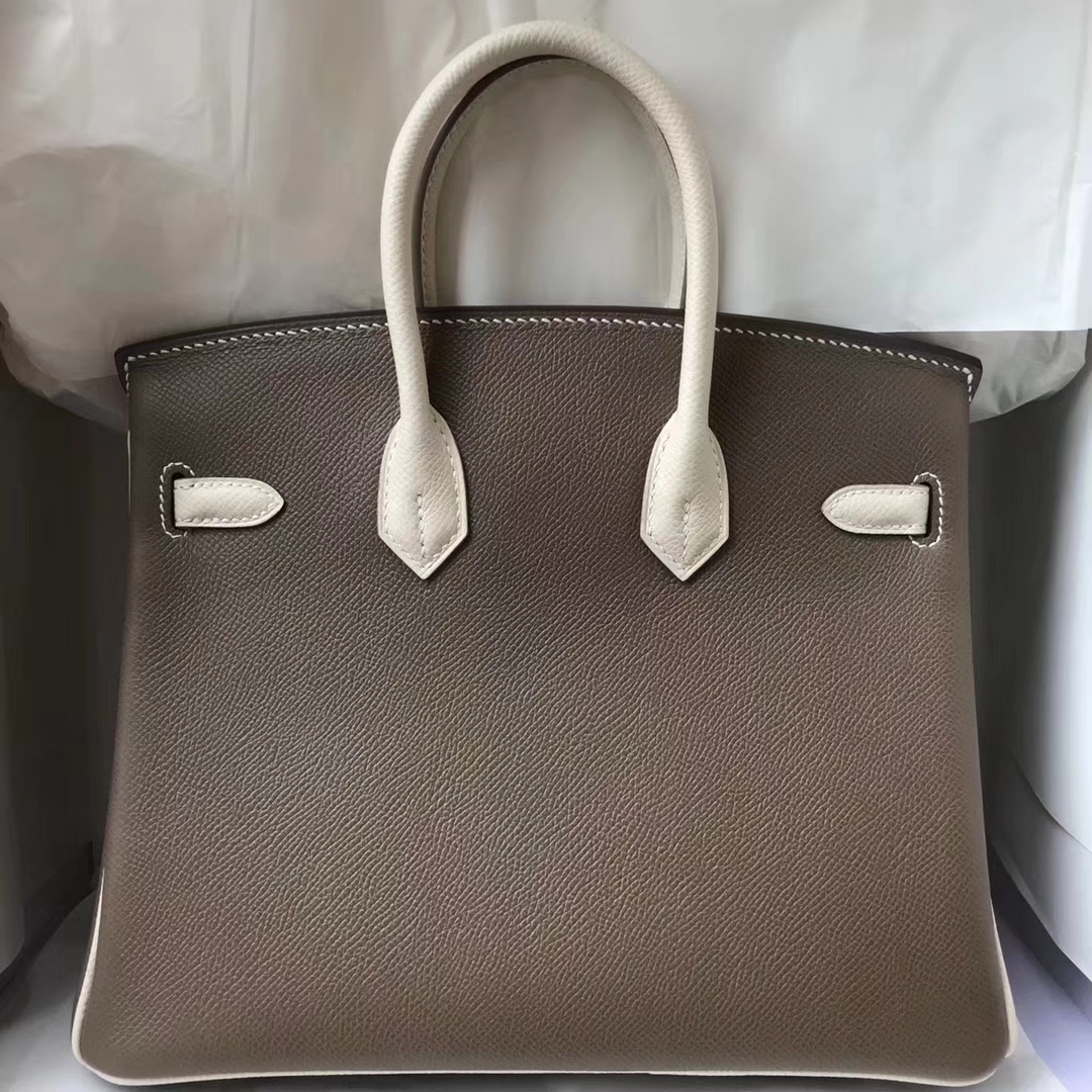 Discount Hermes C18 Etoupe Grey/CK10 Craie Epsom Calfskin Birkin25CM Bag