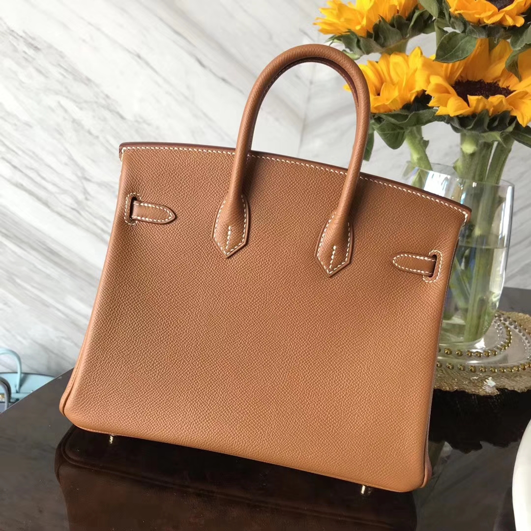 Wholesale Hermes CK37 Gold Epsom Calfskin Birkin Bag25CM Gold Hardware