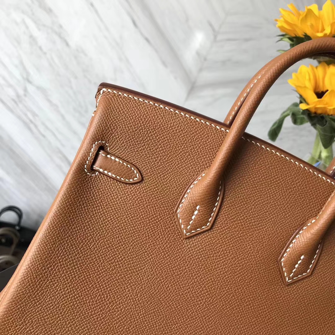 Wholesale Hermes CK37 Gold Epsom Calfskin Birkin Bag25CM Gold Hardware