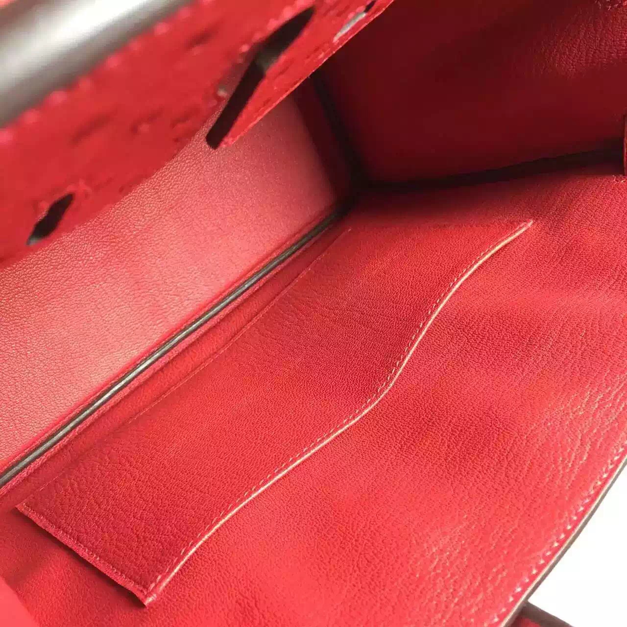 Wholesale Hermes Birkin30 HCP Ostrich Leather Red Ladies&#8217; Top Handles