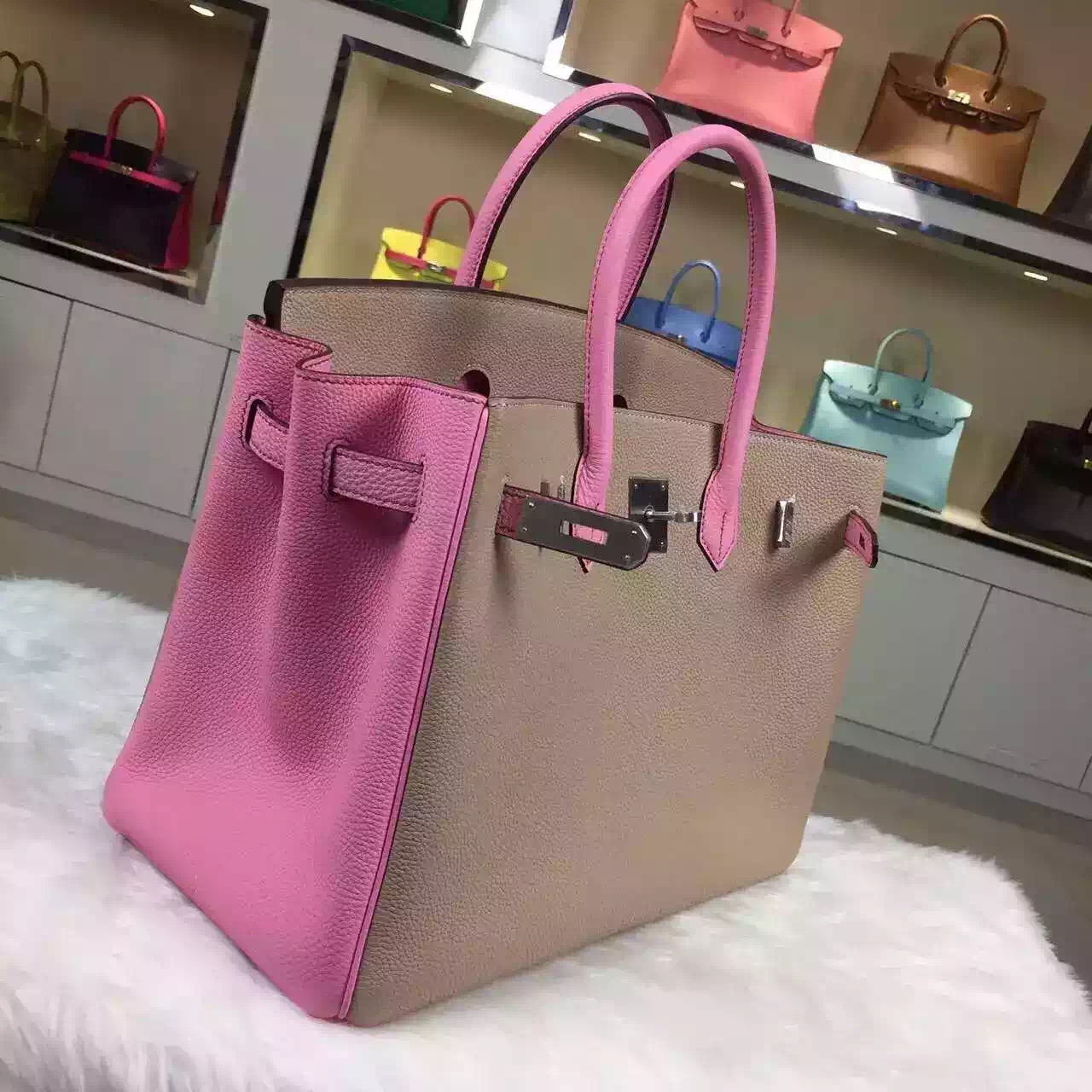 2015 New Hermes HCP Original Togo Leather Two-tone Color Birkin30CM Silver Hardware