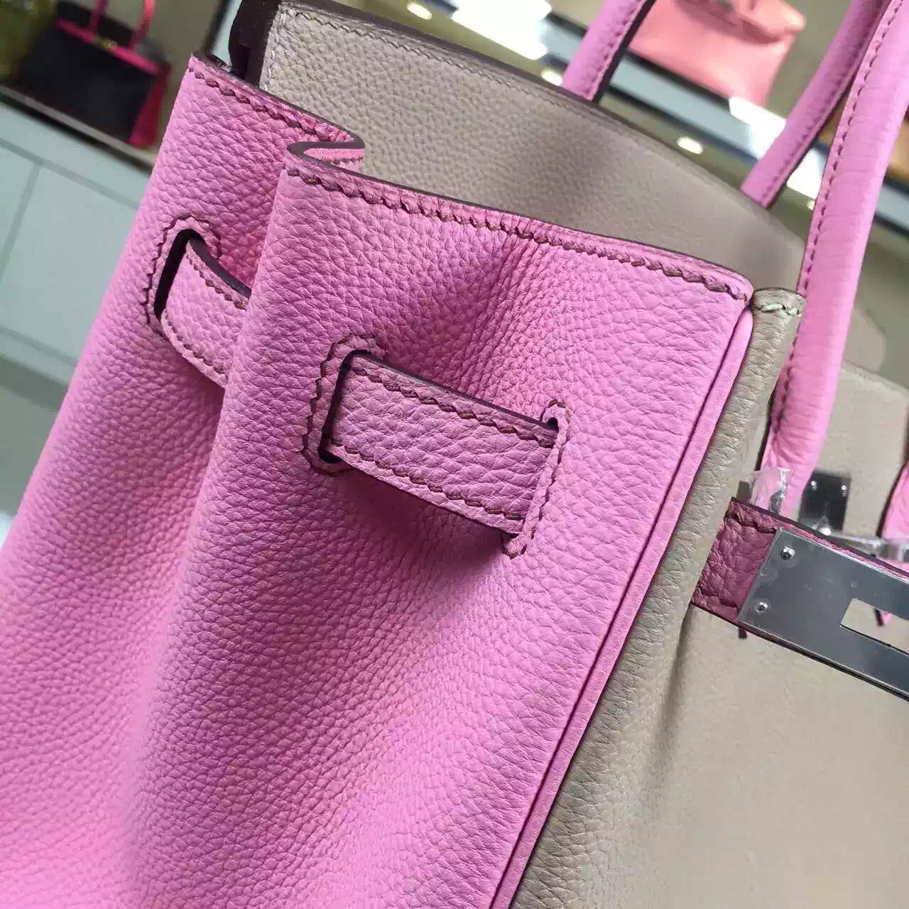 2015 New Hermes HCP Original Togo Leather Two-tone Color Birkin30CM Silver Hardware