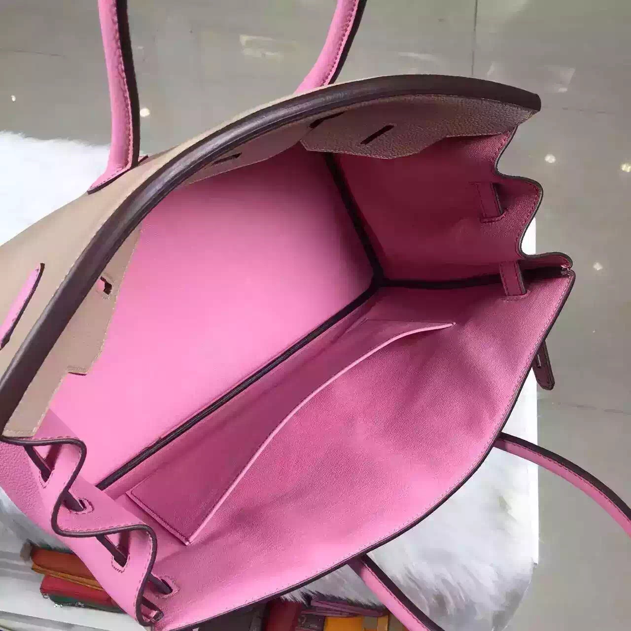 2015 New Hermes HCP Original Togo Leather Two-tone Color Birkin30CM Silver Hardware