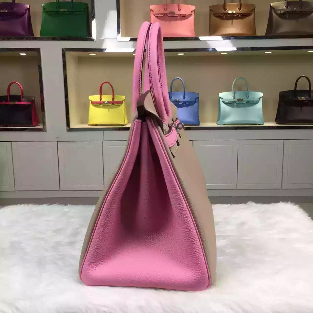 2015 New Hermes HCP Original Togo Leather Two-tone Color Birkin30CM Silver Hardware