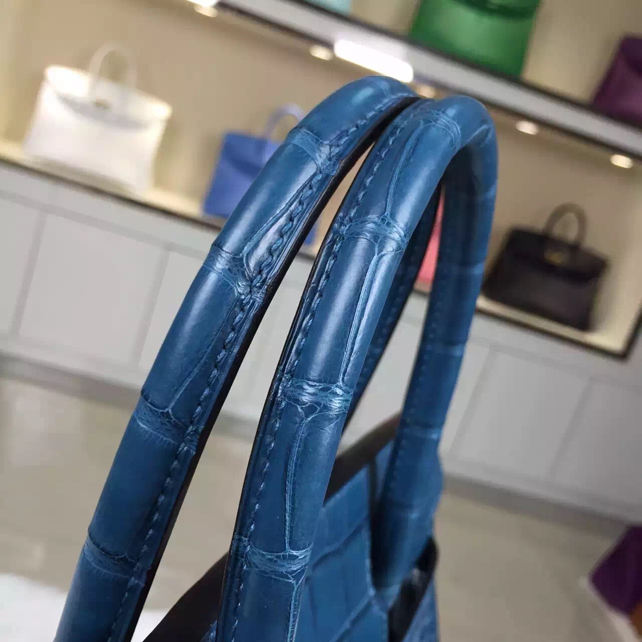 Costom-made Hermes Blue Malta HCP Crocodile Skin Leather Birkin Bag 30cm Silver Hardware
