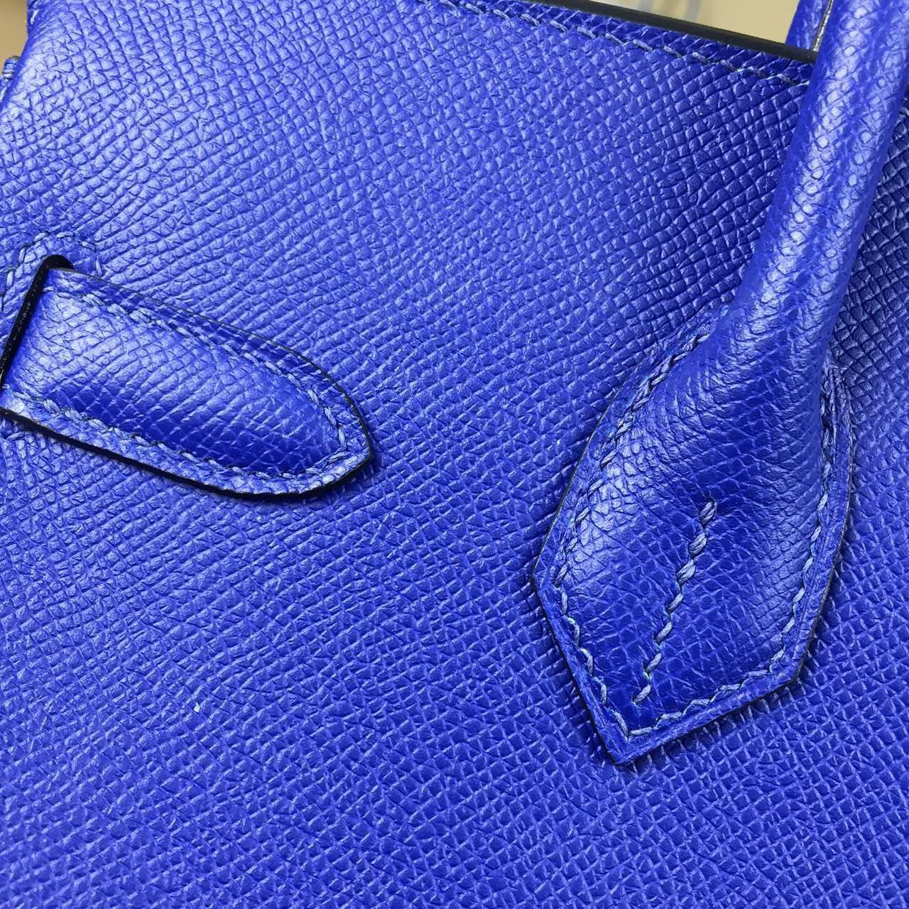 Popular Hermes France Epsom Calfskin Leather 7T Blue Electric Birkin Bag 30cm