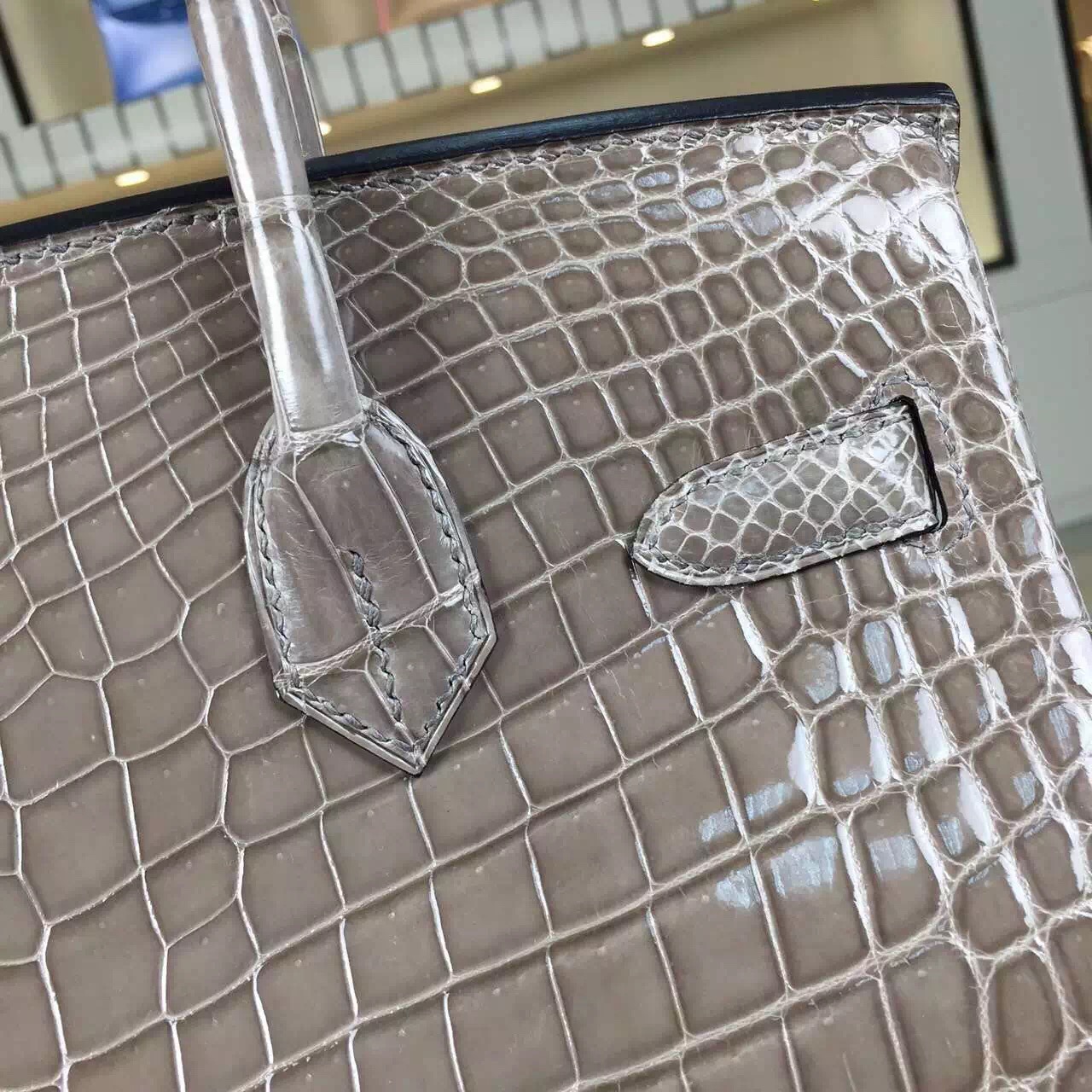 On Sale Hermes Mousse Grey HCP Original Crocodile Leather Birkin Bag30cm Ladies&#8217; Handbag