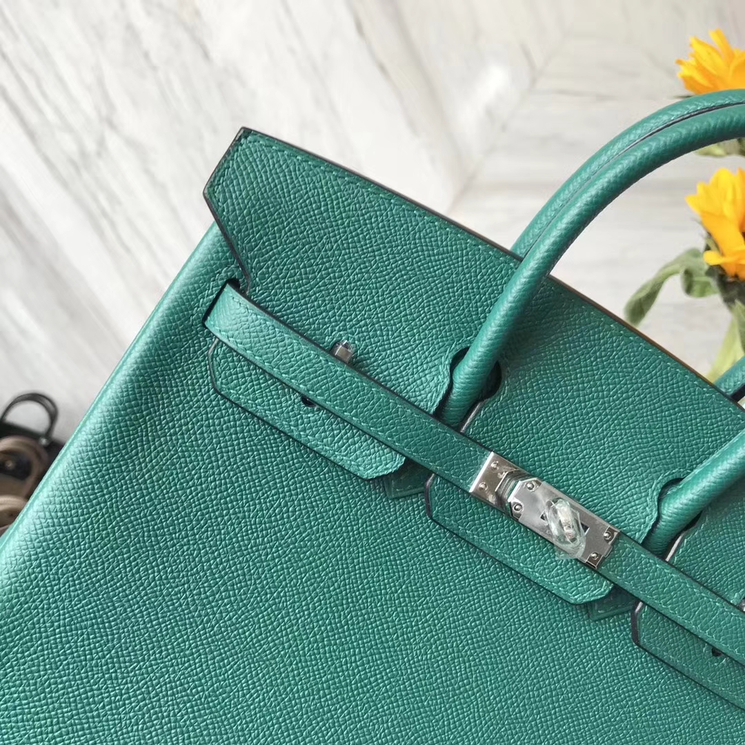 Noble Hermes Birkin Bag 25CM in Z6 Malachite Green Epsom Calf Leather