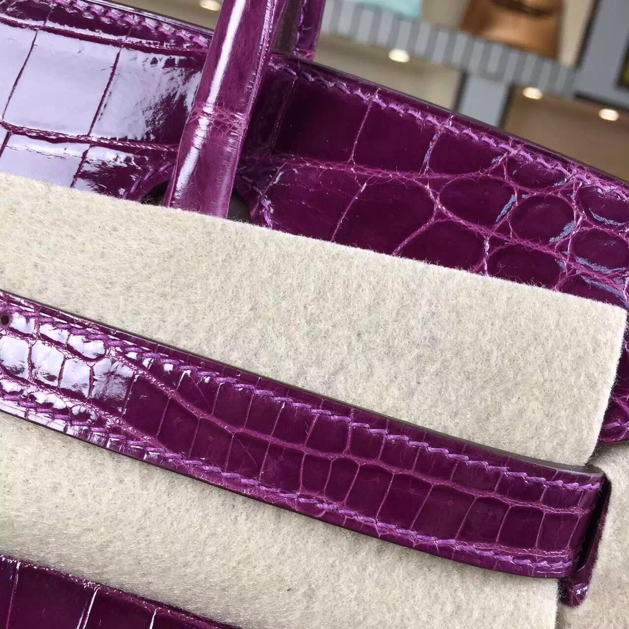 Discount Hermes Birkin Bag 30cm Grape Purple Crocodile Skin Leather Tote Bag