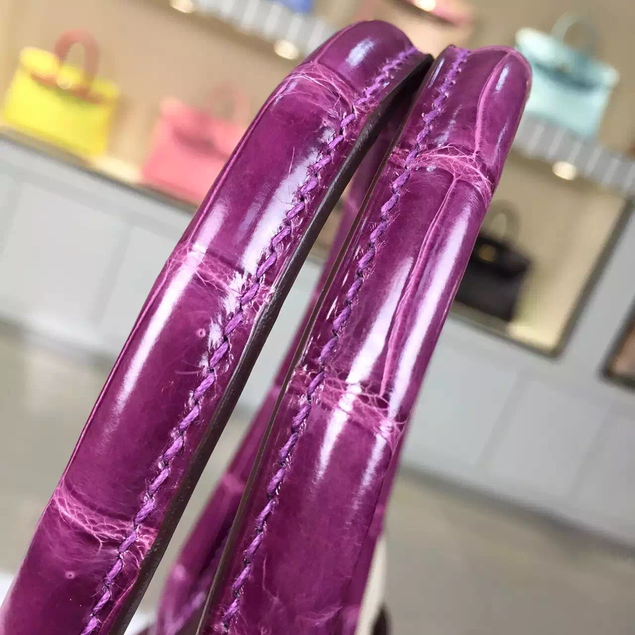 Discount Hermes Birkin Bag 30cm Grape Purple Crocodile Skin Leather Tote Bag