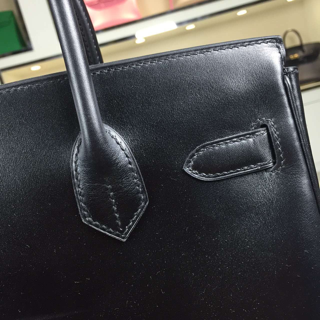High Quality Hermes Black France Box Calf Leather Birkin Bag 30cm Gold Hardware