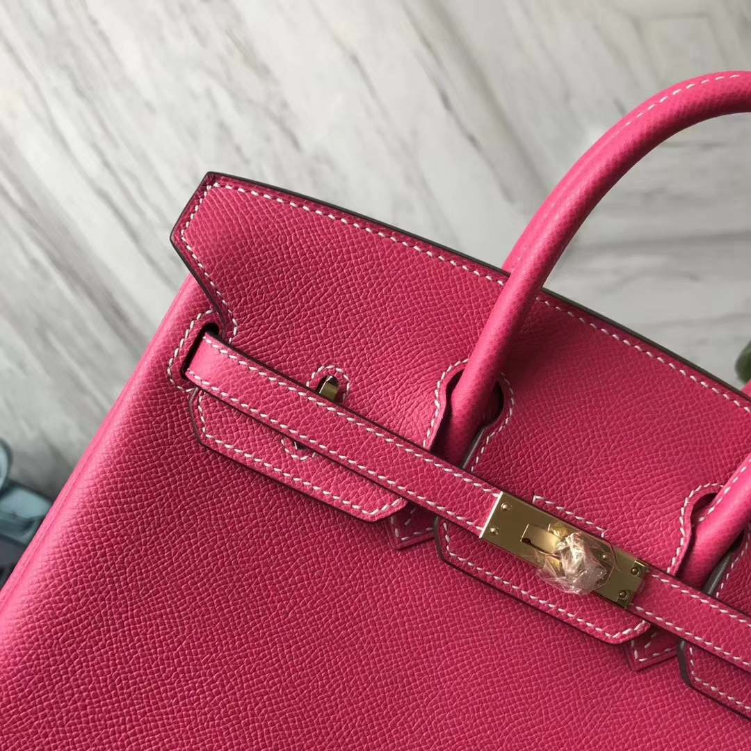 Discount Hermes E5 Rose Tyrien Epsom Calf Birkin Bag25CM Gold Hardware