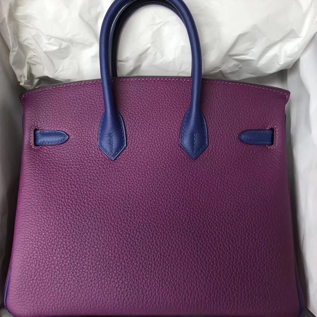 Elegant Hermes P9 Amenone/7T Blue Electric Togo Calf Birkin Bag25CM Silver Hardware