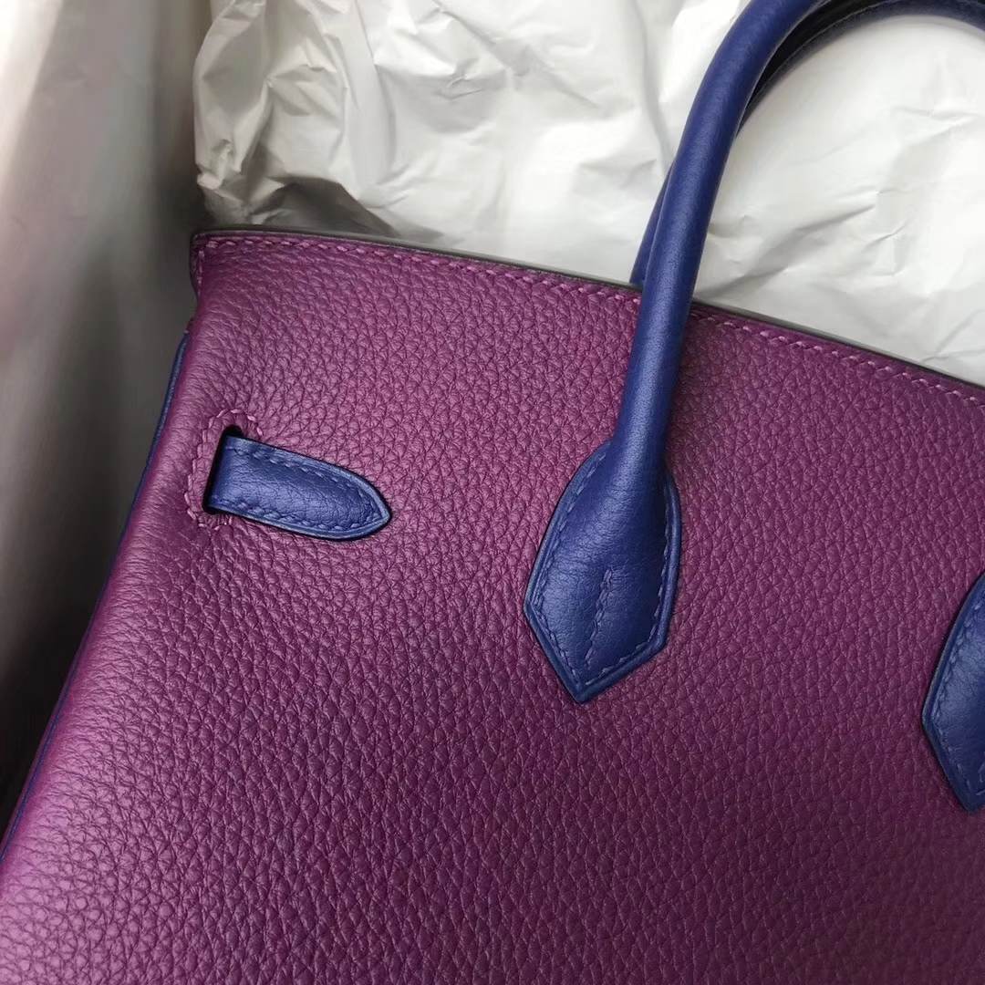 Elegant Hermes P9 Amenone/7T Blue Electric Togo Calf Birkin Bag25CM Silver Hardware