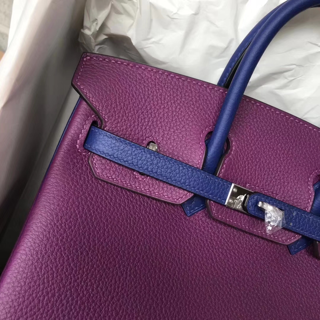 Elegant Hermes P9 Amenone/7T Blue Electric Togo Calf Birkin Bag25CM Silver Hardware