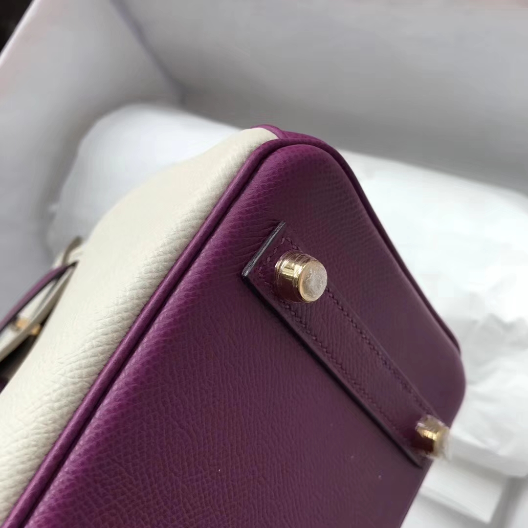 Discount Hermes CK10 Craie/P9 Anemone Purple Epsom Calf Birkin Bag25CM