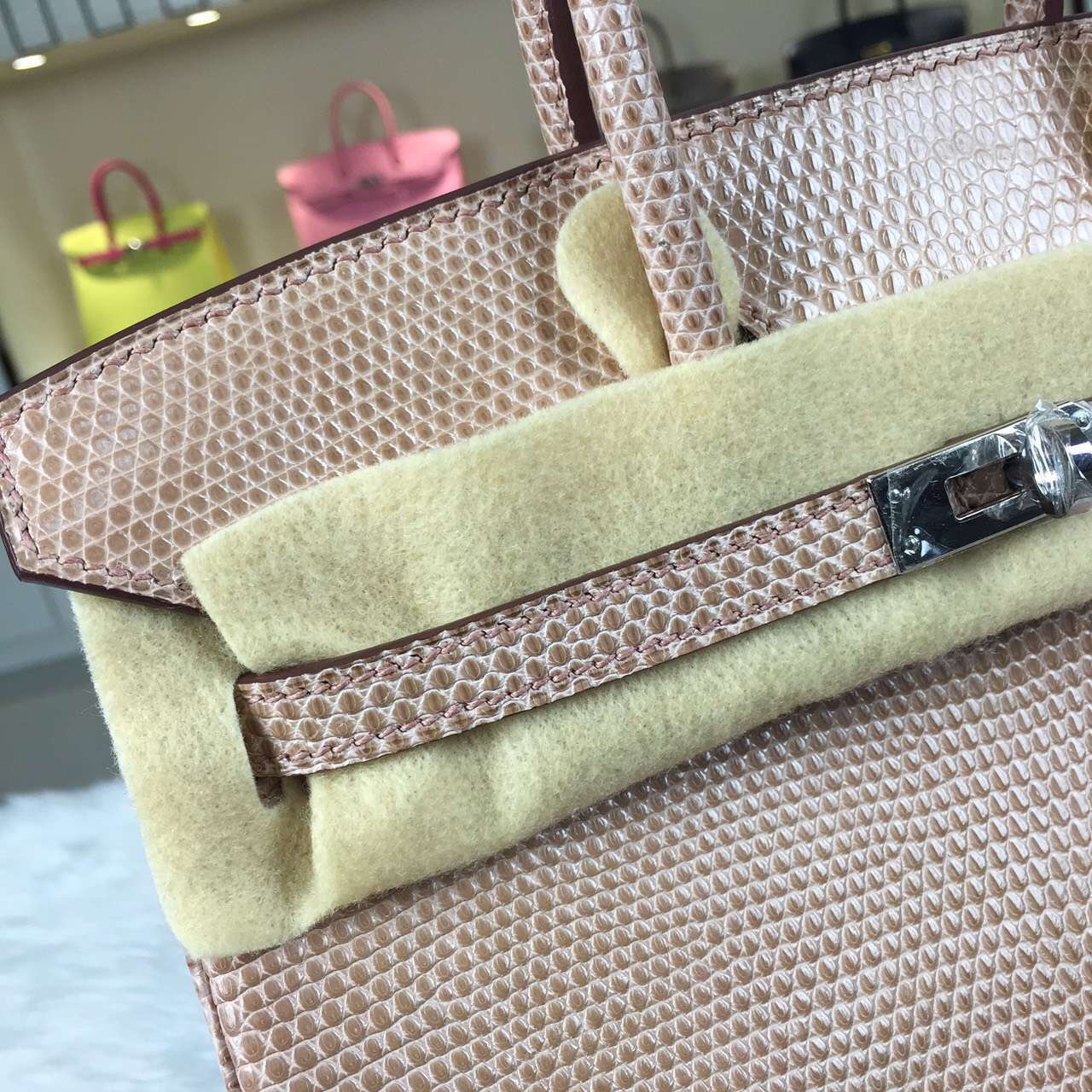 Hermes Customised France Imported Lizard Leather Birkin Bag30cm in Apricot